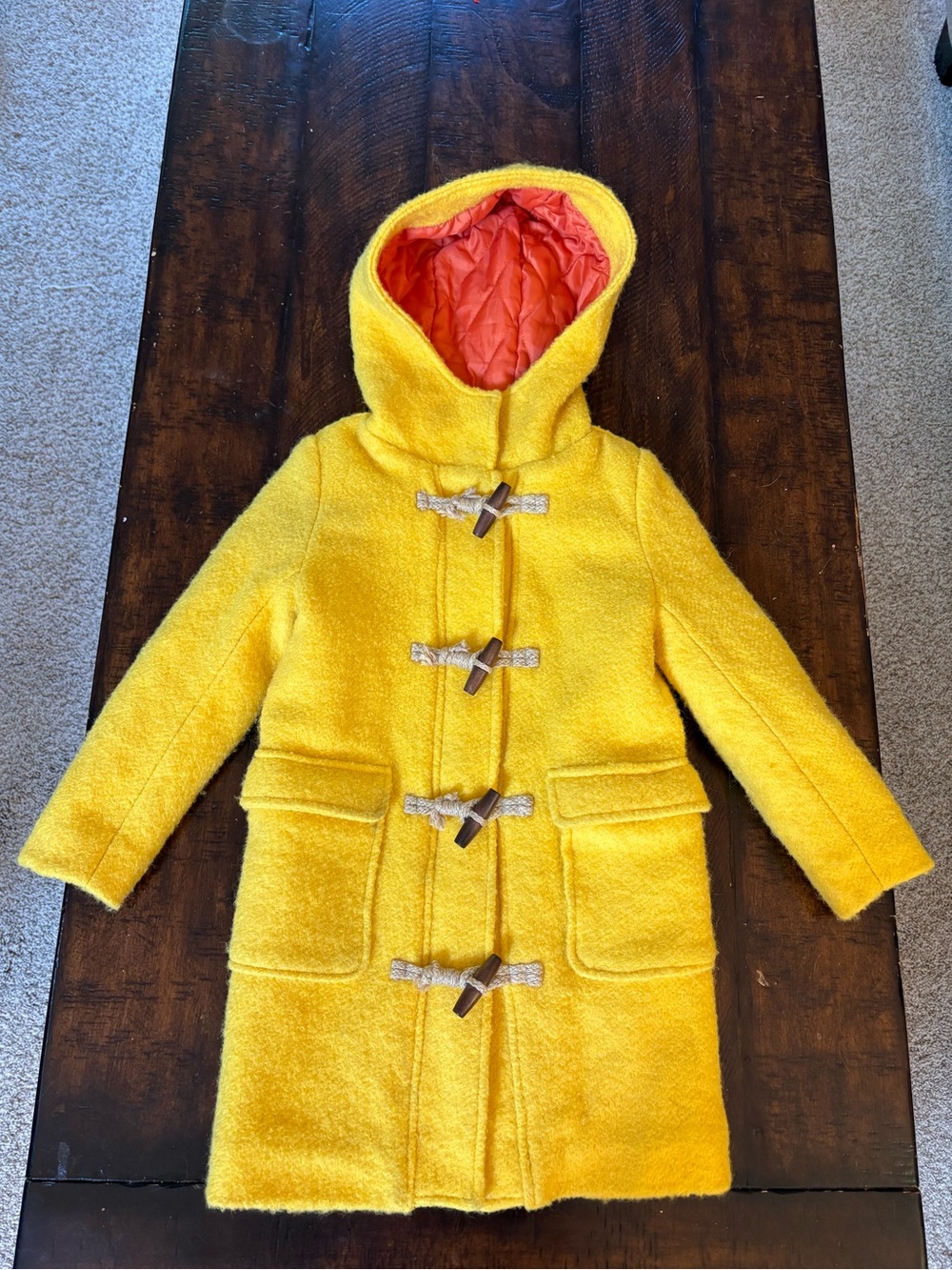 Anais & I Yellow Boucle Wool Duffle Coat with Toggle Clasps, Kids Size 3